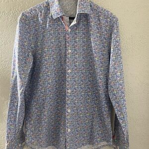 Bugatchi Uomo Men's Button Down Long Sleeve Shirt Multicolor 100% Cotton‎ 16 1/2